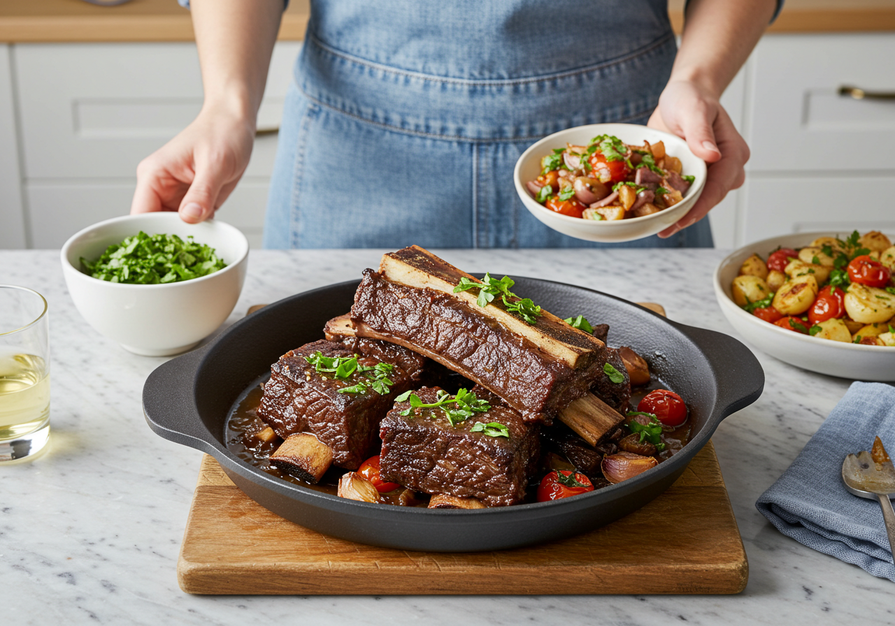 Top 6 Cooking Methods for Tender Boneless Beef Ribs - A perfectly cooked rib on a plate with garnishes.