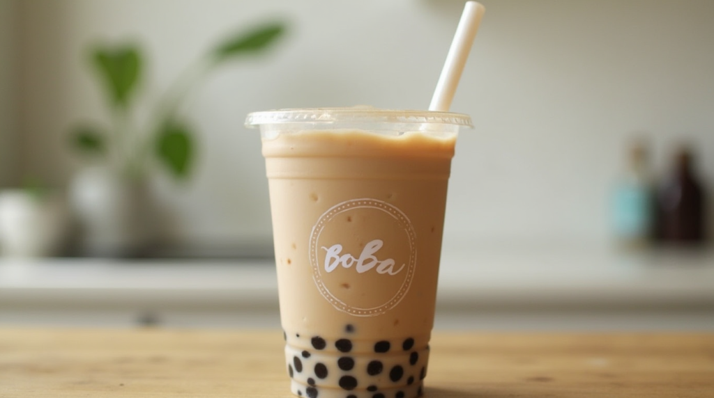 Refreshing Boba Milk Tea with Tapioca Pearls