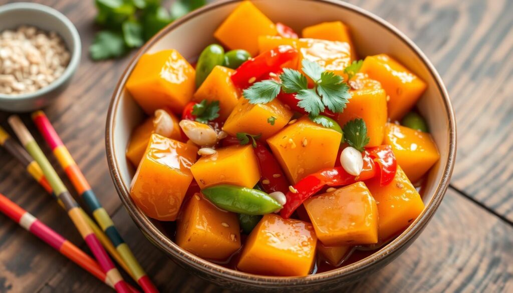 sweet and sour kabocha stir-fry